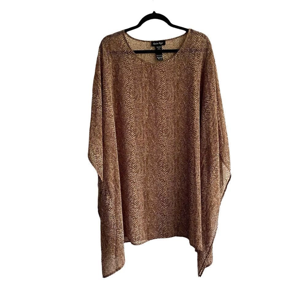 CHARLIE PAIGE Snake Print Kaftan Swimwear Coverup Brown Tan White One Size